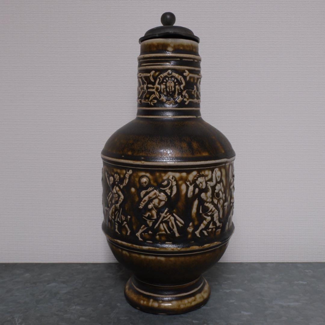 1960s ドイツ製 特大27cm ビアシュタイン 伝統レリーフ 蓋付マグ