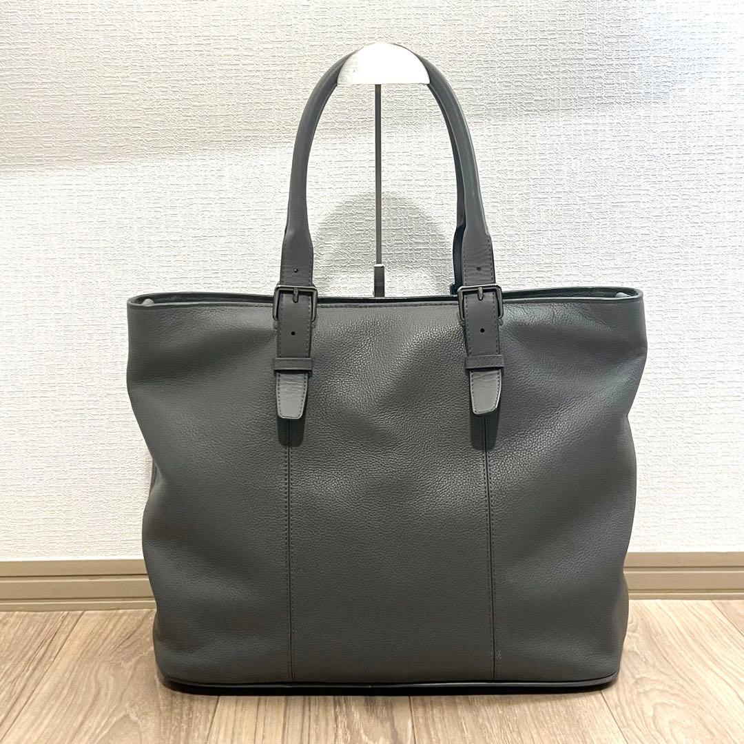 美品✨ コールハーン トライボロトート 2way 大容量　牛革　グレー