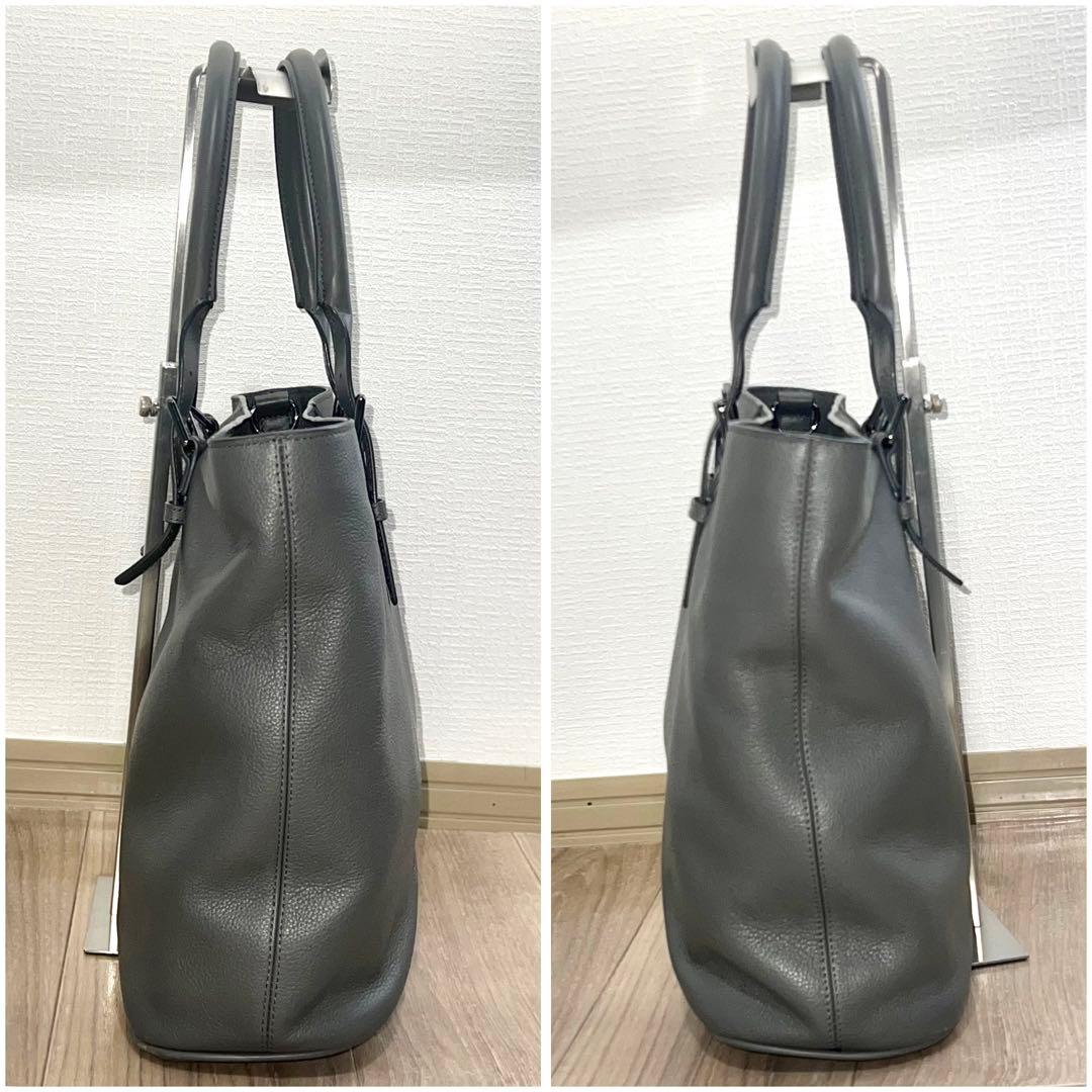 美品✨ コールハーン トライボロトート 2way 大容量　牛革　グレー