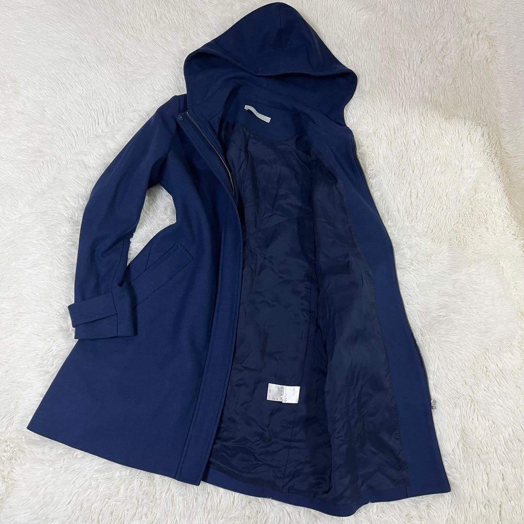 【美品】定価8.6万 セオリーリュクス フーデッドコート ネイビー 38 M