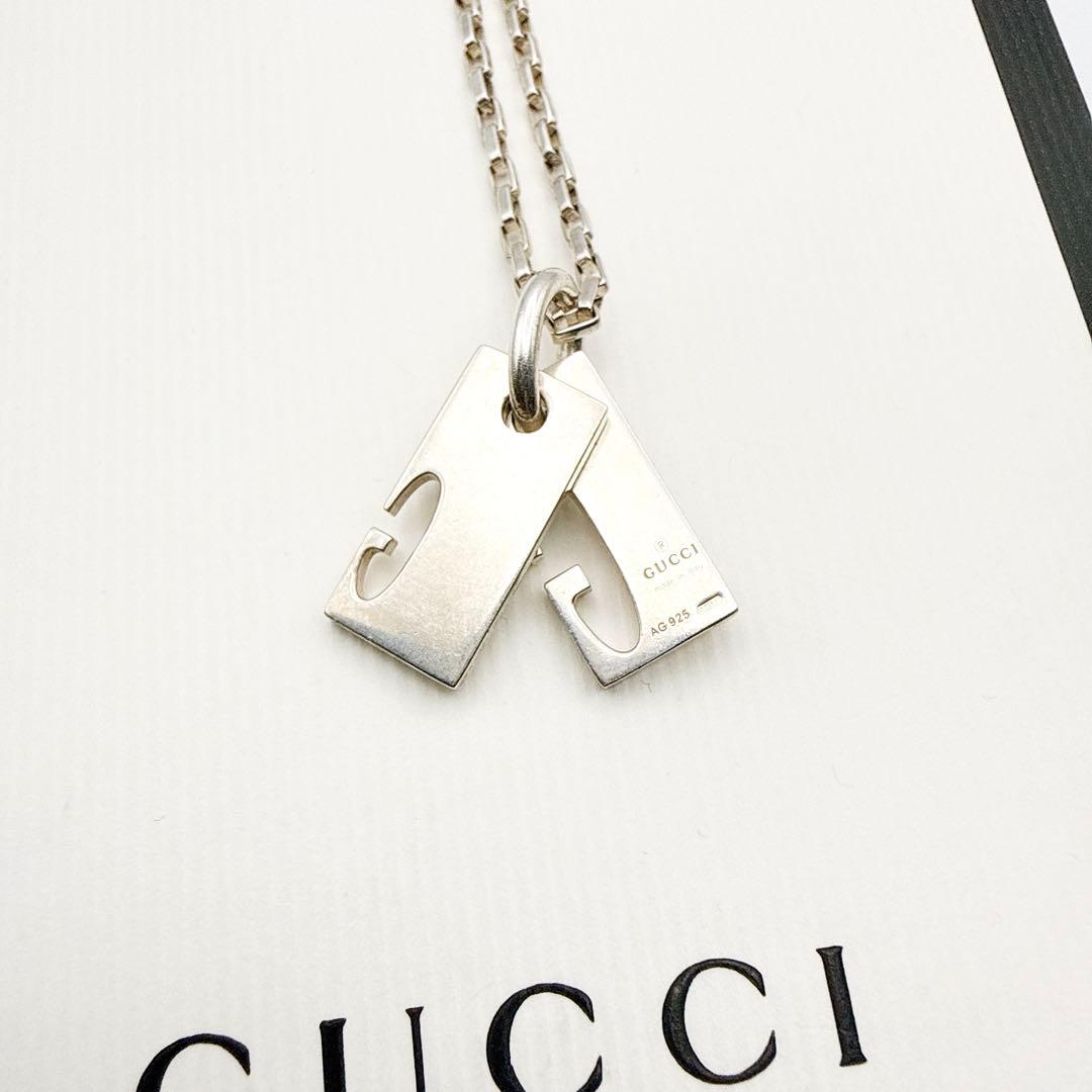3010-1 人気✨GUCCI ダブルG ロゴ　ネックレス　シルバー