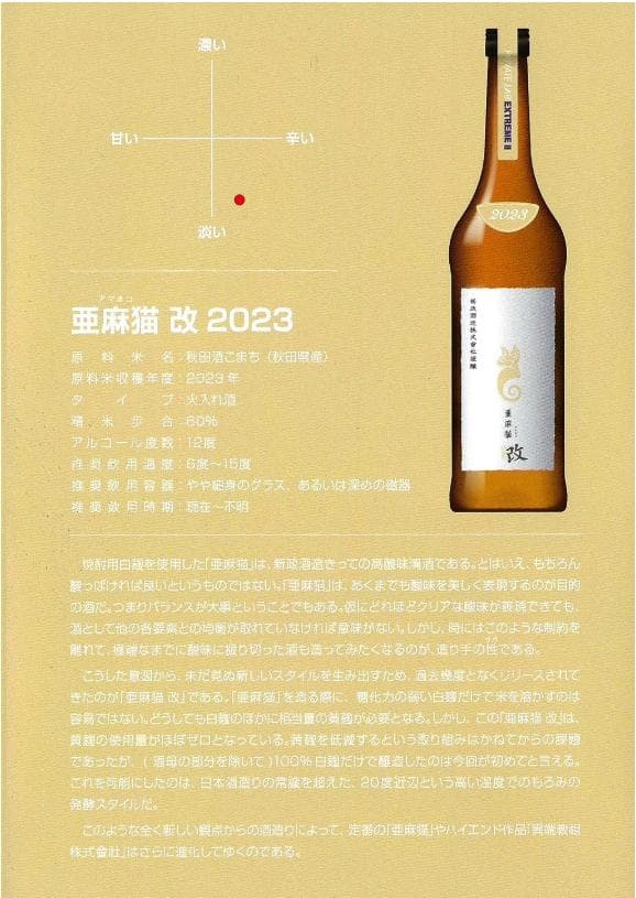 新政 亜麻猫 改 2023 720ml