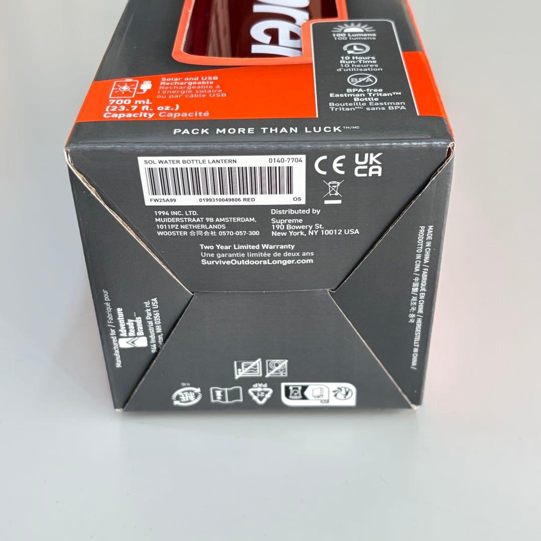 新品Supreme SOL Water Bottle Lantern Red 赤