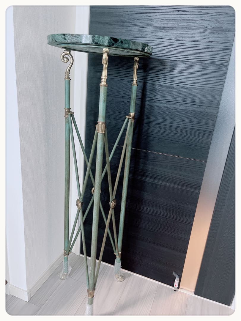 イタリア　3本脚アイアン+天然石花台　ヴィンテージ