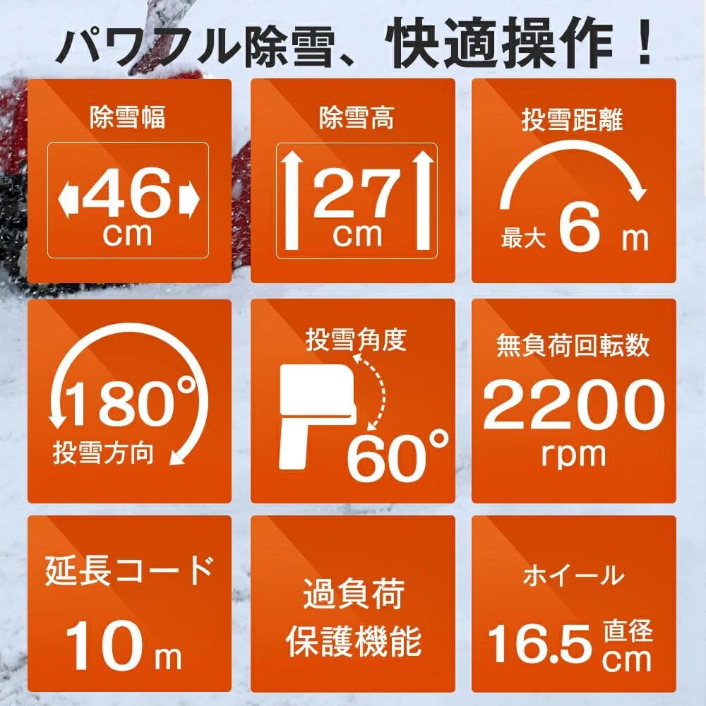超人気！ 軽量小型除雪機 除雪幅46cm 除雪高27cm Grey