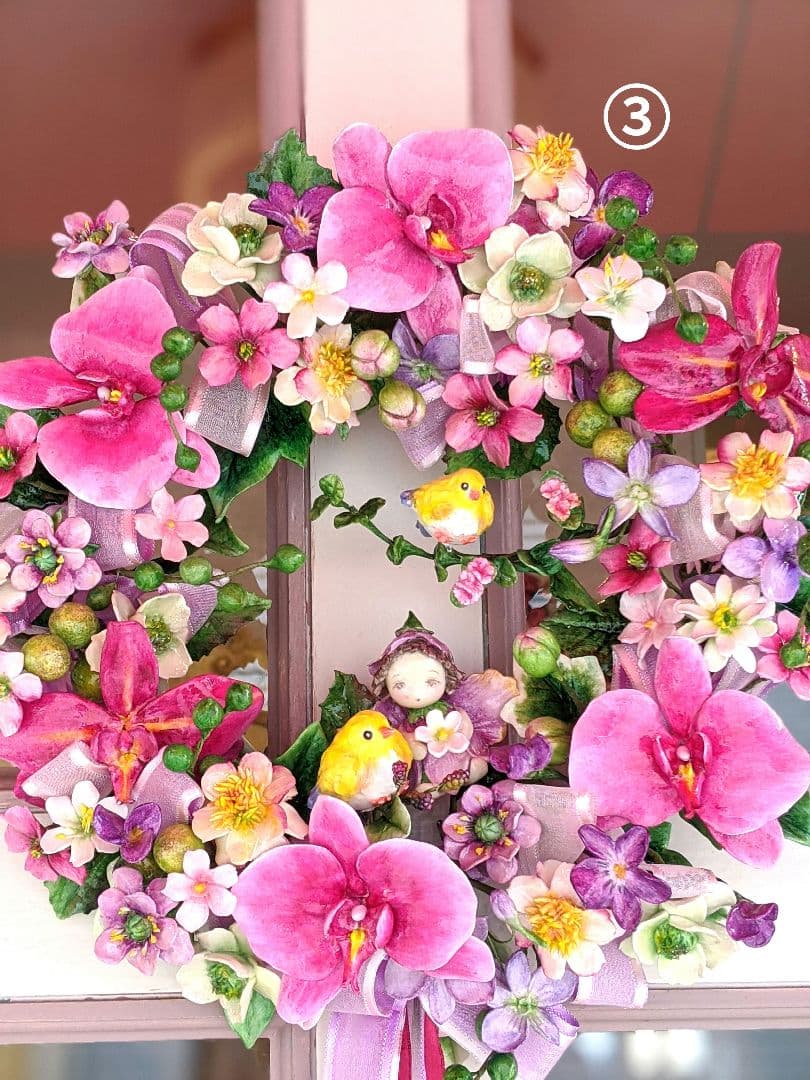 クレイフラワー❁ロココ調薔薇のフラワーアレンジメント❁ハンドメイド