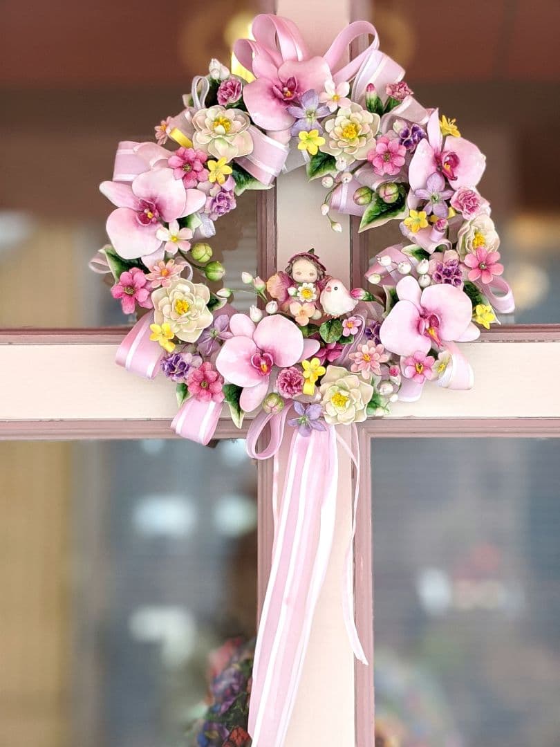 クレイフラワー❁ロココ調薔薇のフラワーアレンジメント❁ハンドメイド