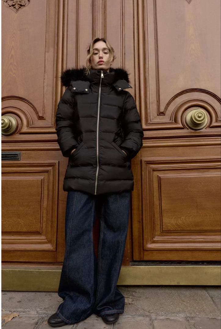ZARA 撥水ウィンドブレーカーフード付きダウンジャケット　XXL