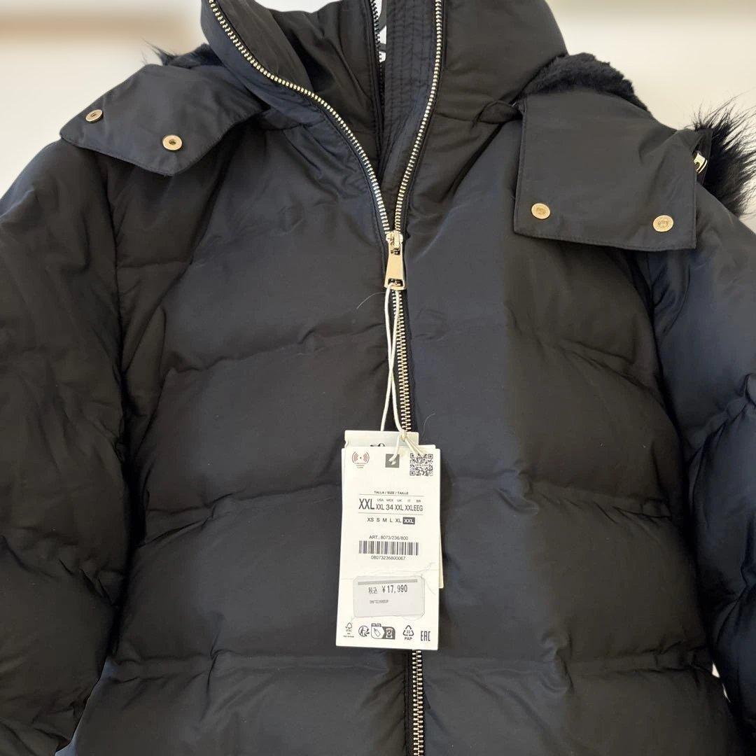 ZARA 撥水ウィンドブレーカーフード付きダウンジャケット　XXL