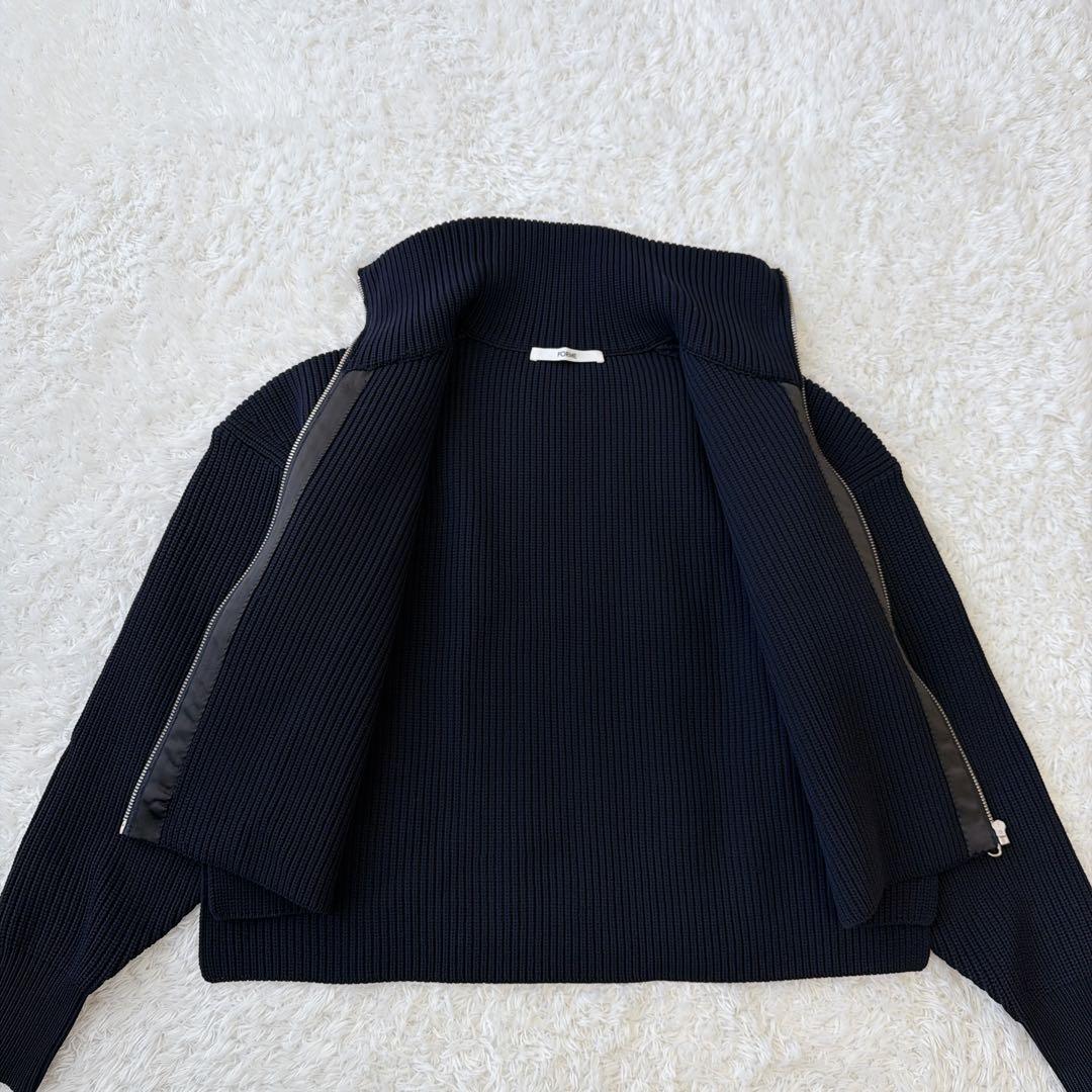 美品 FORME ジップニットカーディガン　ネイビー