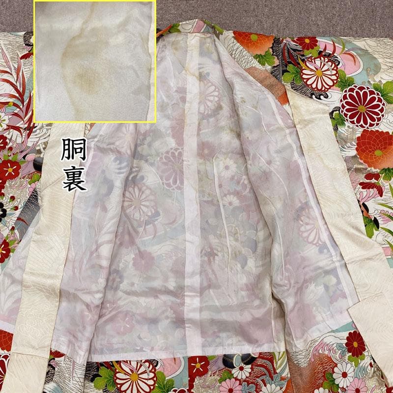 509ag20◎七五三 三歳 女の子 アンティーク着物のみ レトロ 金彩 白◎