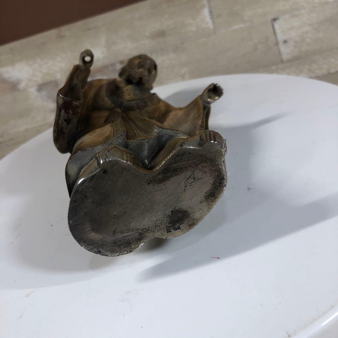 牧田秀雲作 七福神像 単品 純銀900 重量1.1kg 瑪瑙台座付き