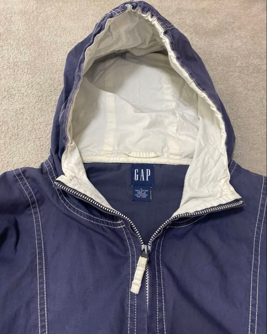 90s OLD GAP コットンアノラック　アノラックパーカー　ネイビー　白