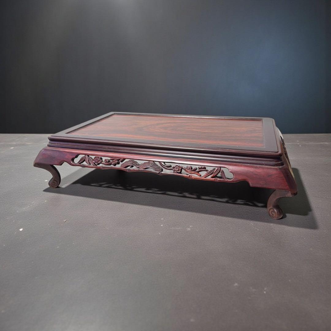 紫檀 唐草彫 透かし彫り 花台 盆栽台 飾り台 置台 香炉台