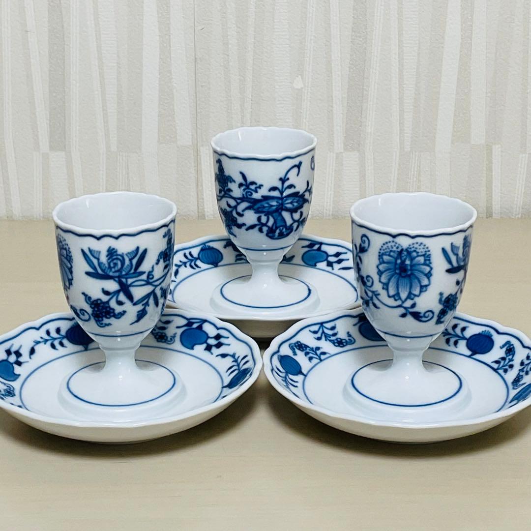 Meissen マイセン ブルーオニオン エッグスタンド エッグカップ 3客