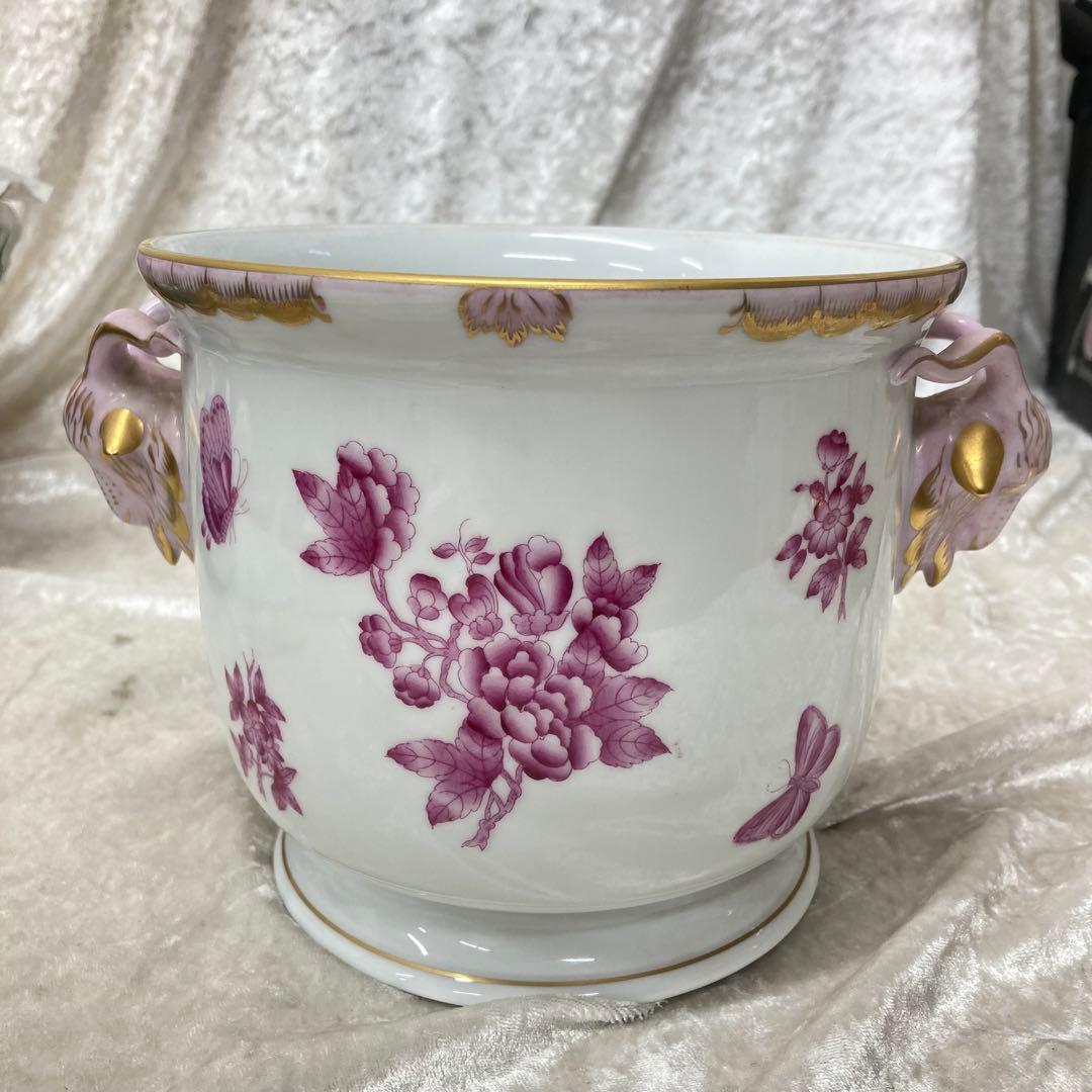 HEREND　ヘレンド　フラワーポット　花柄　シノワズリ　ヤギ