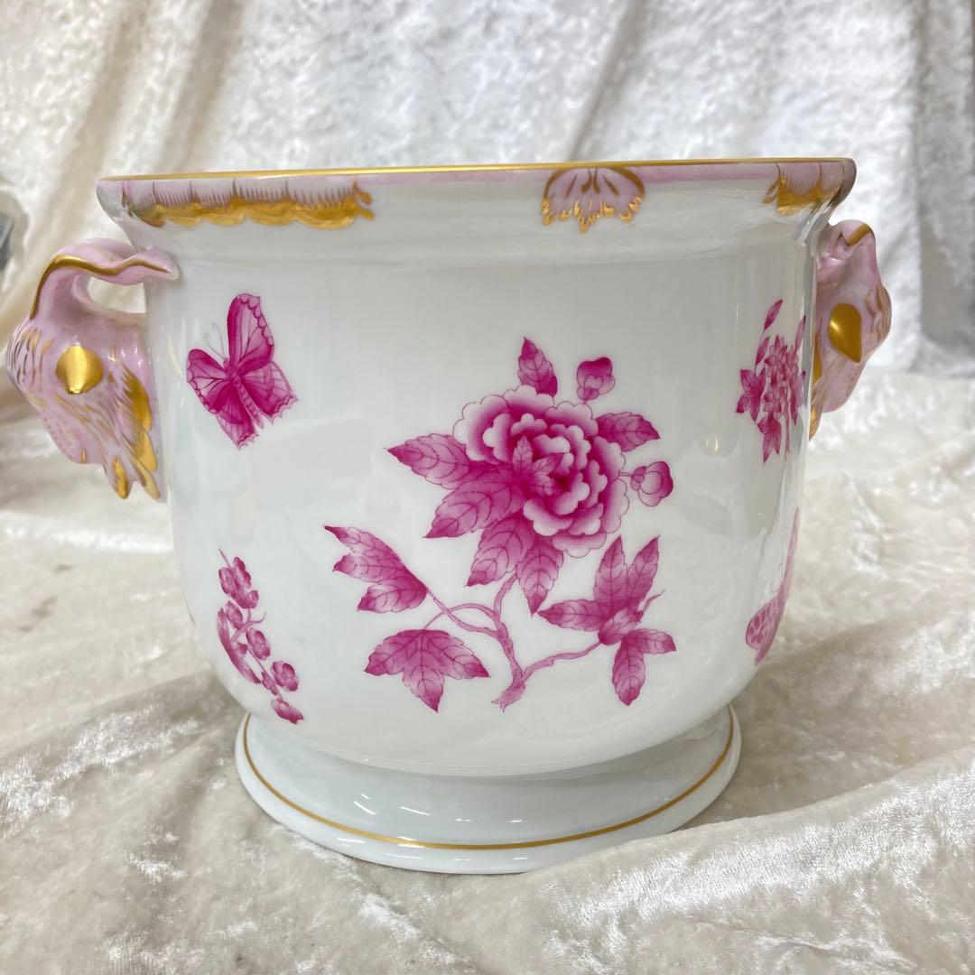 HEREND　ヘレンド　フラワーポット　花柄　シノワズリ　ヤギ