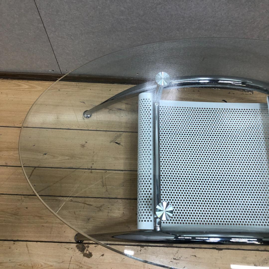 美品 送料無料 ガラス天 センターテーブル ローテーブル モダン250918