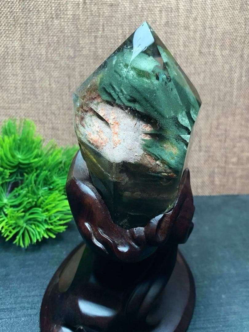 ⭐︎【極上品】天然 グリーン ガーデン クォーツ 置物 409g