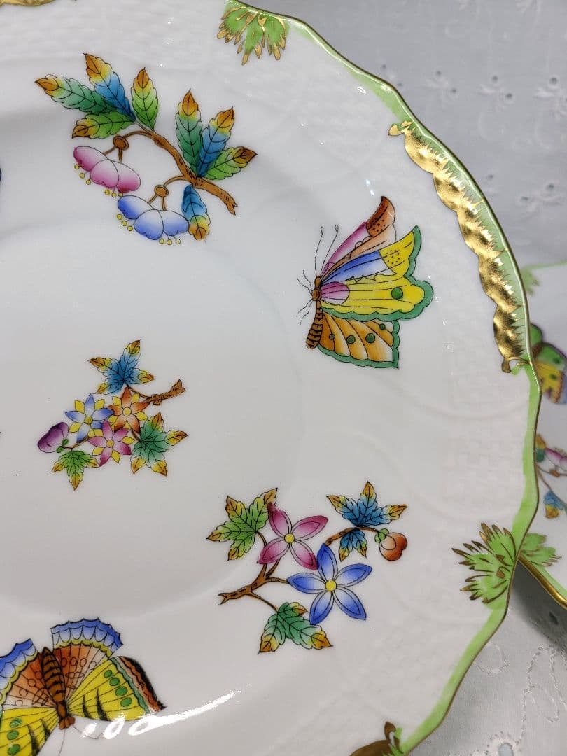 2枚✨ヘレンド ヴィクトリアブーケ サラダ デザート プレート19 皿 花蝶②