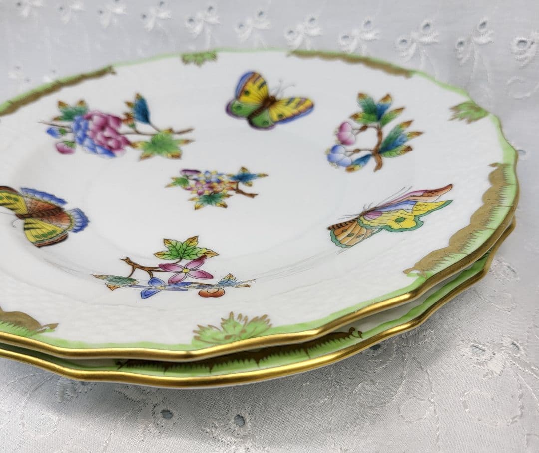 2枚✨ヘレンド ヴィクトリアブーケ サラダ デザート プレート19 皿 花蝶②