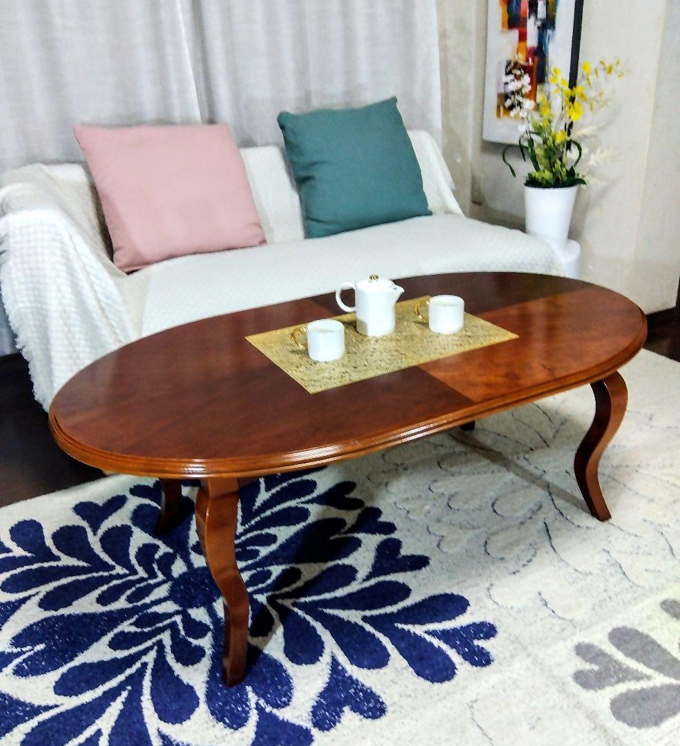 ◆猫脚•アンティーク◆ オーバルセンターテーブル ローテーブル　カフェテーブル