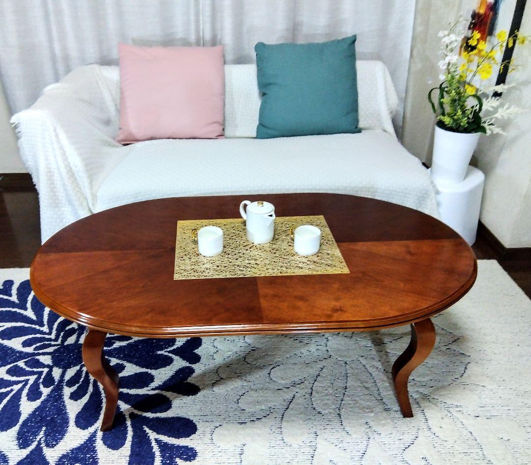 ◆猫脚•アンティーク◆ オーバルセンターテーブル ローテーブル　カフェテーブル