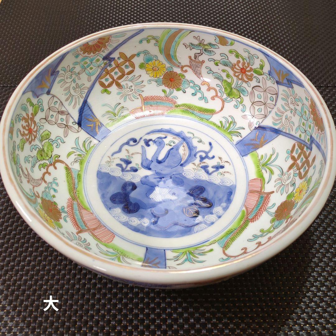 古伊万里 色絵 三つ鉢 菊 七宝 鉢