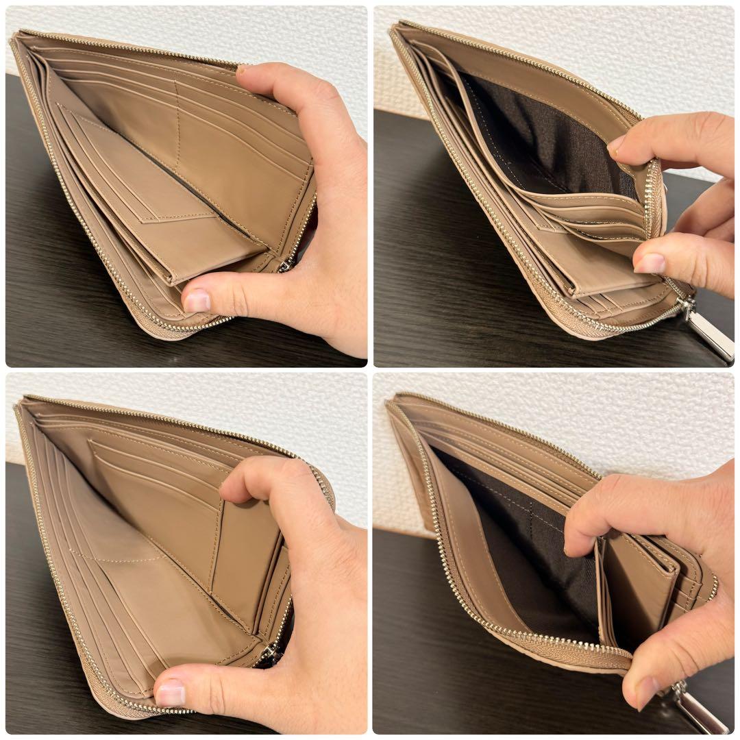 未使用品 本物 マット加工 クロコダイル本革 長財布 サンドベージュ L字