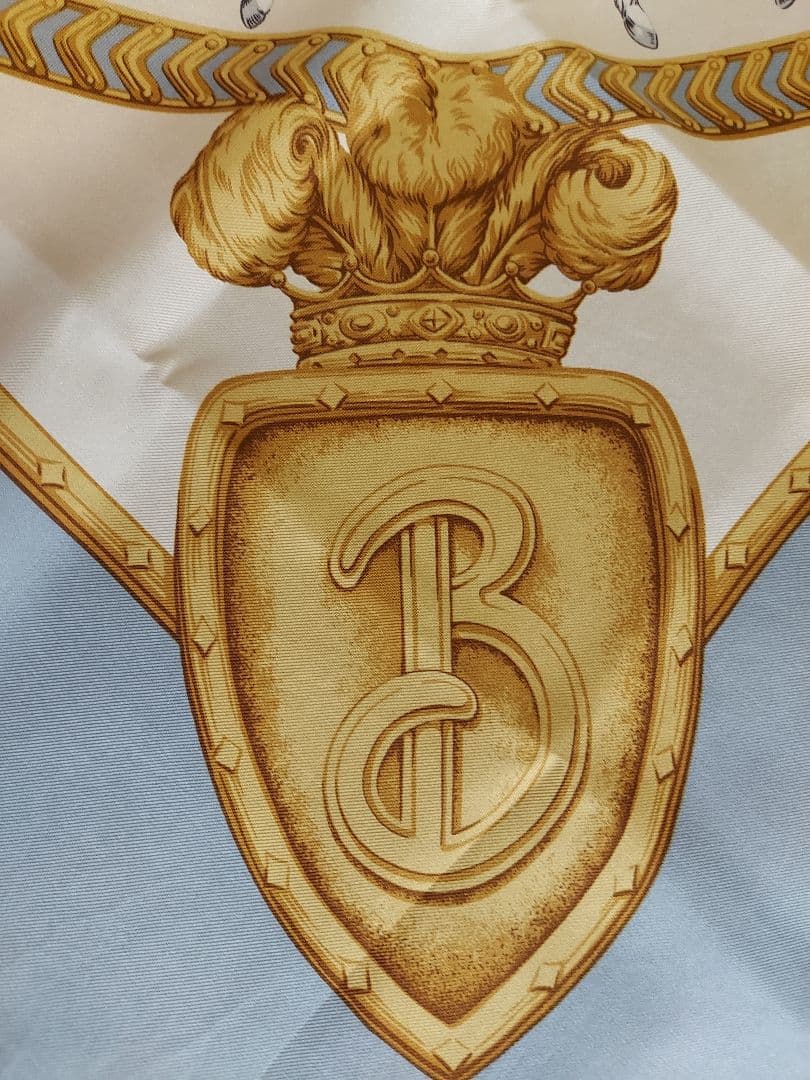 BURBERRY シルクスカーフ 馬と騎士 ブルー 水色 タグ付 イタリア 美品