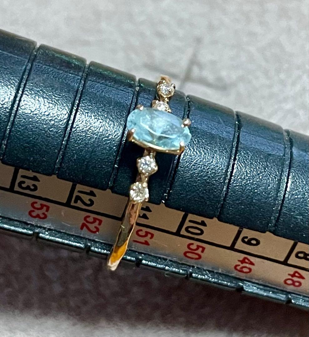 Cloche k10金リング　アクアマリン&ダイヤモンド