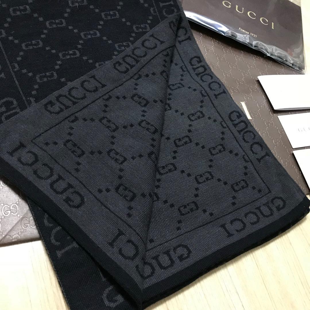 高級ウール正規GUCCIマフラー✨グッチマフラー　メンズ　グッチ　マフラー