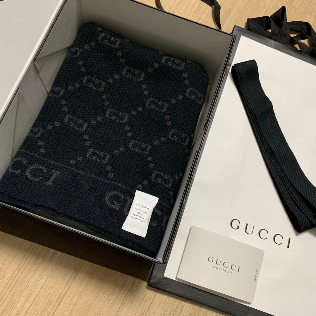 高級ウール正規GUCCIマフラー✨グッチマフラー　メンズ　グッチ　マフラー
