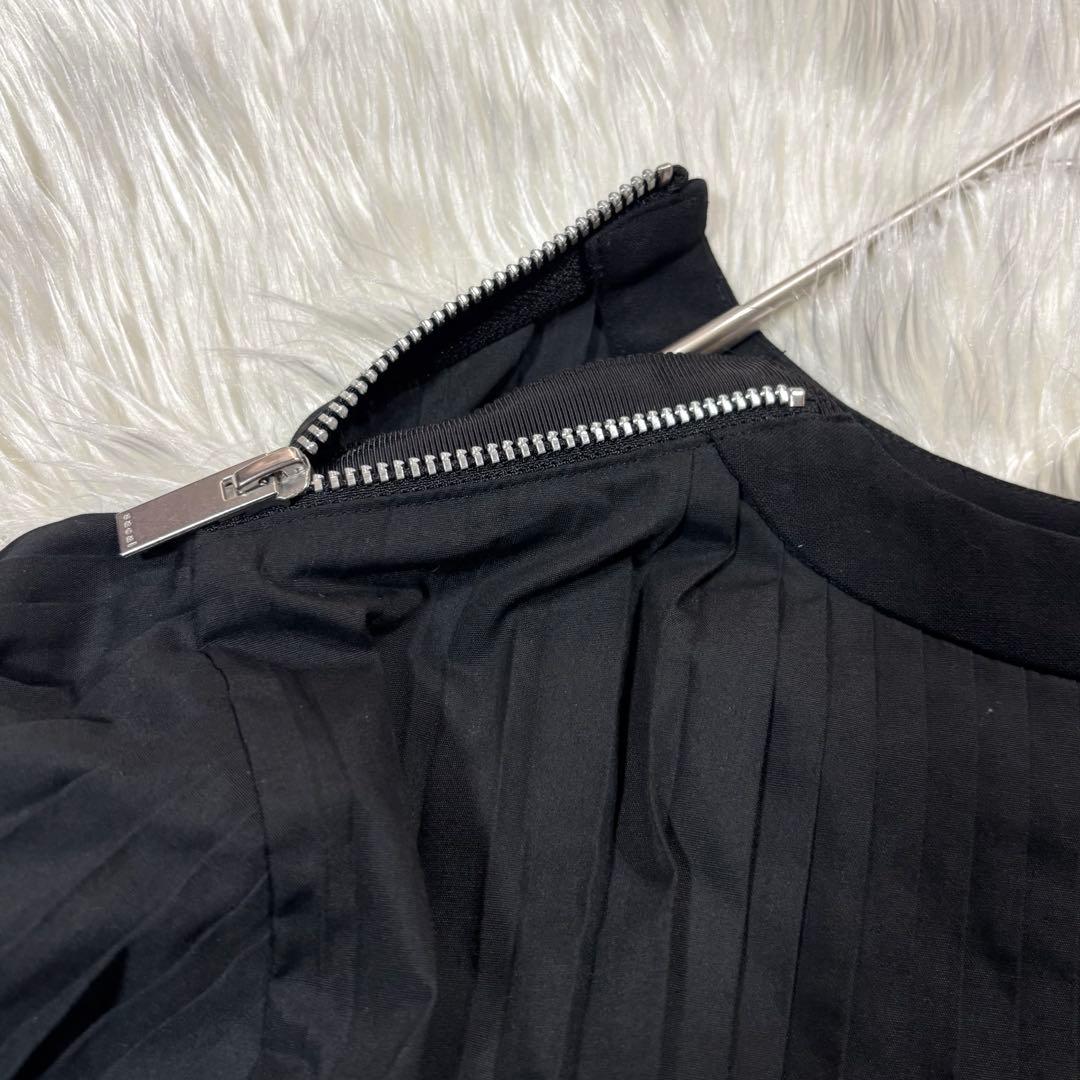 サカイ 半袖プリーツ ブラウス プルオーバー 黒 ブラック 1