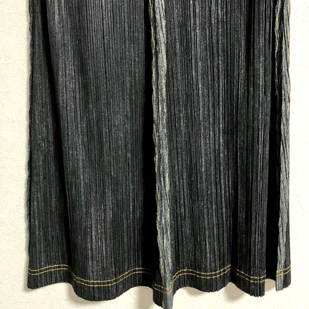 【雰囲気抜群❗️】PLEATS PLEASE 再構築 デニム転写 ロングスカート