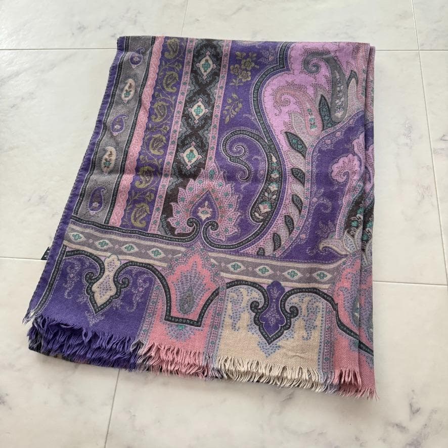 ETRO ペイズリー柄 カシミヤ　シルク　大判ストール　ショール　スカーフ美品⭐︎