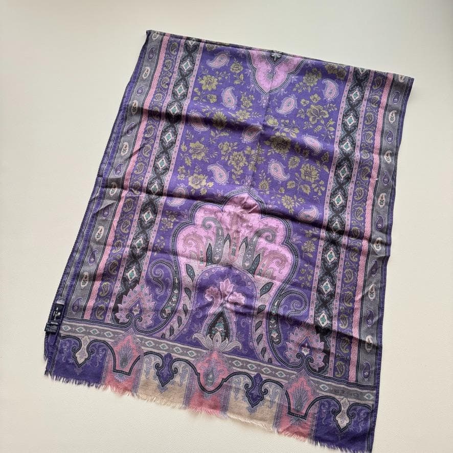 ETRO ペイズリー柄 カシミヤ　シルク　大判ストール　ショール　スカーフ美品⭐︎