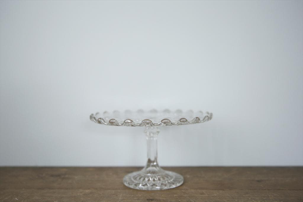 英国アンティークガラス製コンポート/ケーキスタンド/食器飾り棚(84-194-1