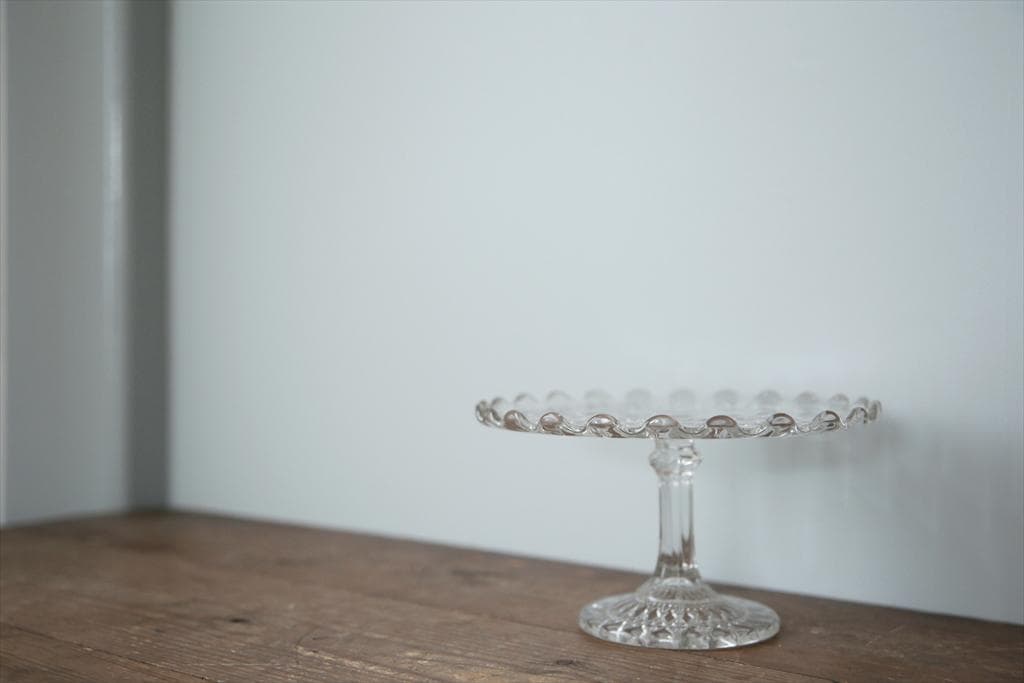 英国アンティークガラス製コンポート/ケーキスタンド/食器飾り棚(84-194-1