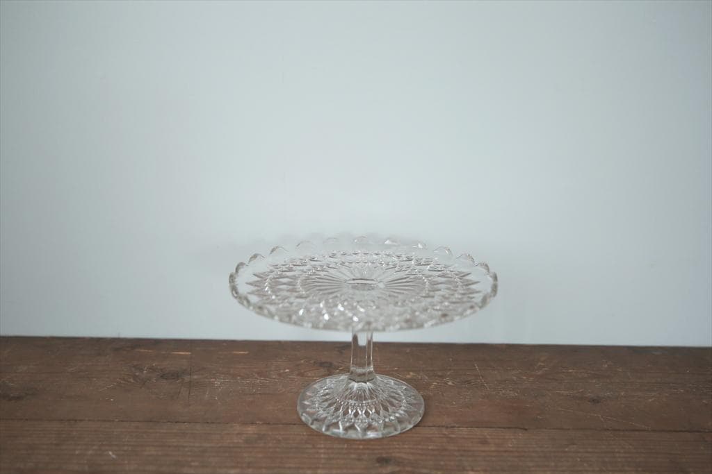 英国アンティークガラス製コンポート/ケーキスタンド/食器飾り棚(84-194-1