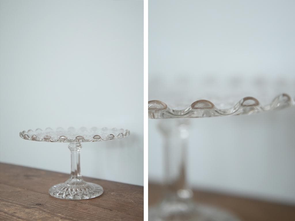 英国アンティークガラス製コンポート/ケーキスタンド/食器飾り棚(84-194-1