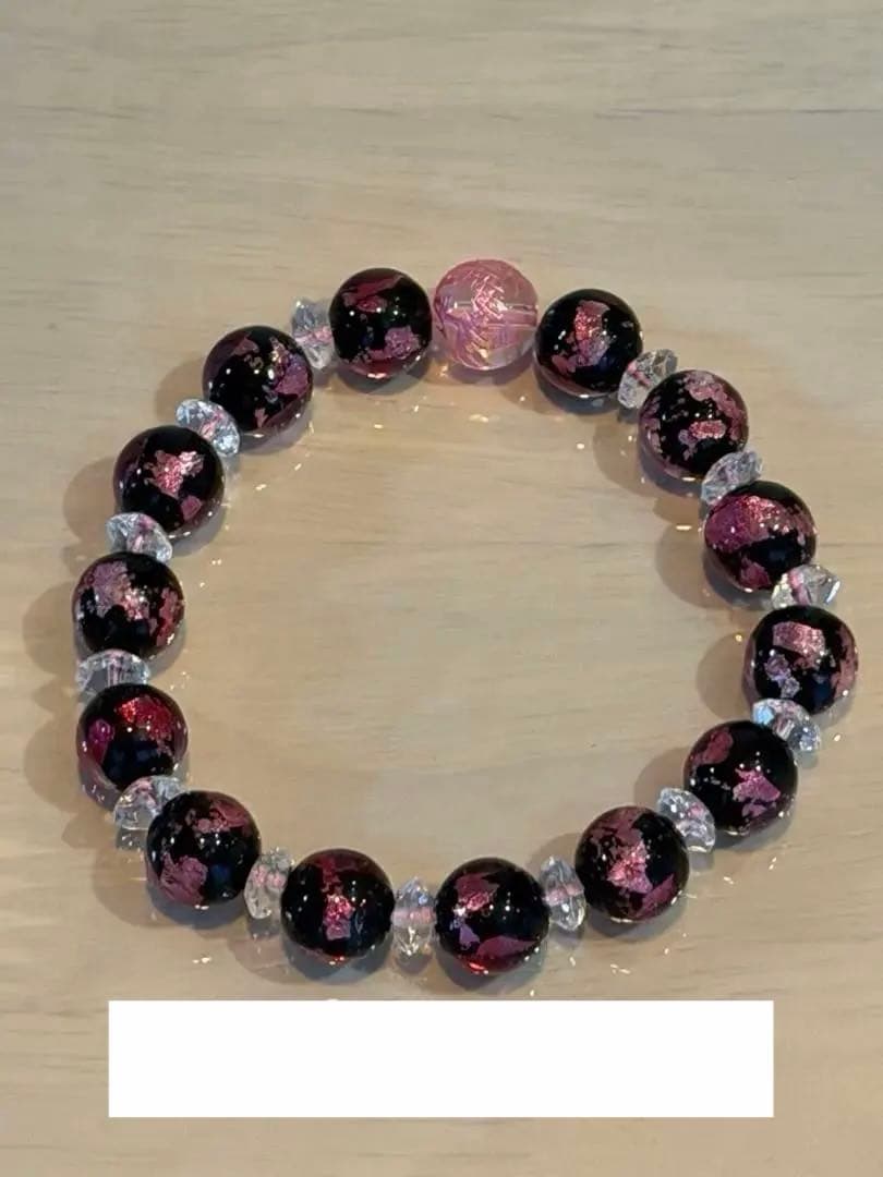 ホタルガラスのブレスレット　ピンク