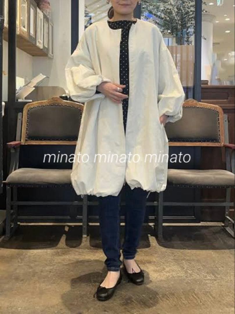 はるちゃんまま 新品タグ付 ビアズリー リネンポリバルーン袖コート