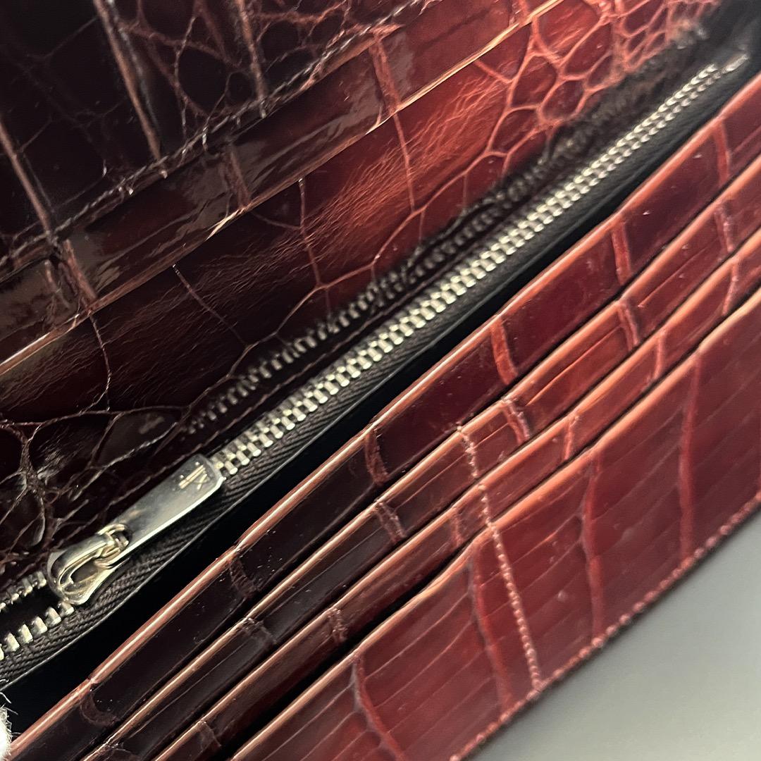 クロコダイル　長財布　BROWN