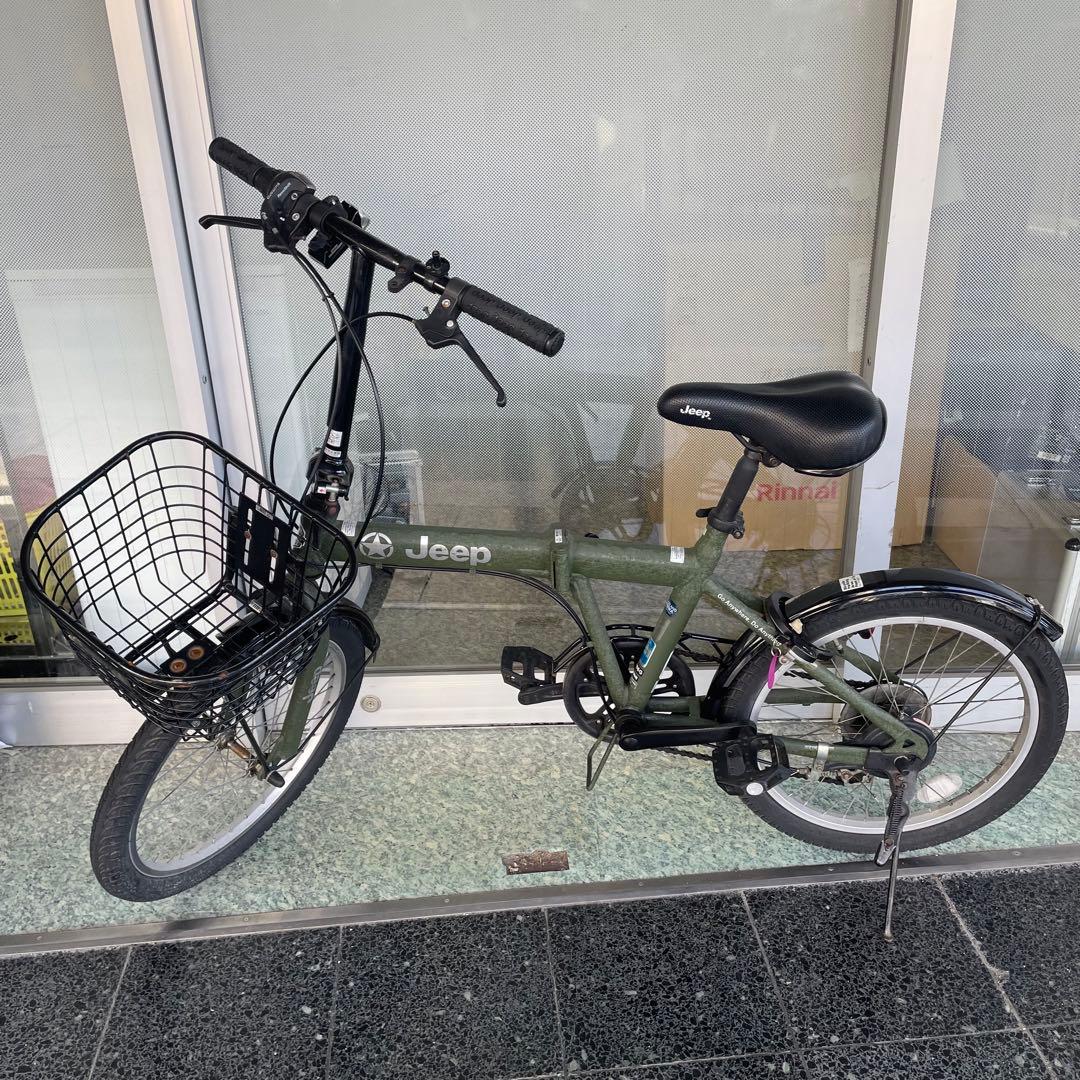 ミニベロ　Jeep ジープ　折りたたみ　自転車　JE-206G オリーブ色