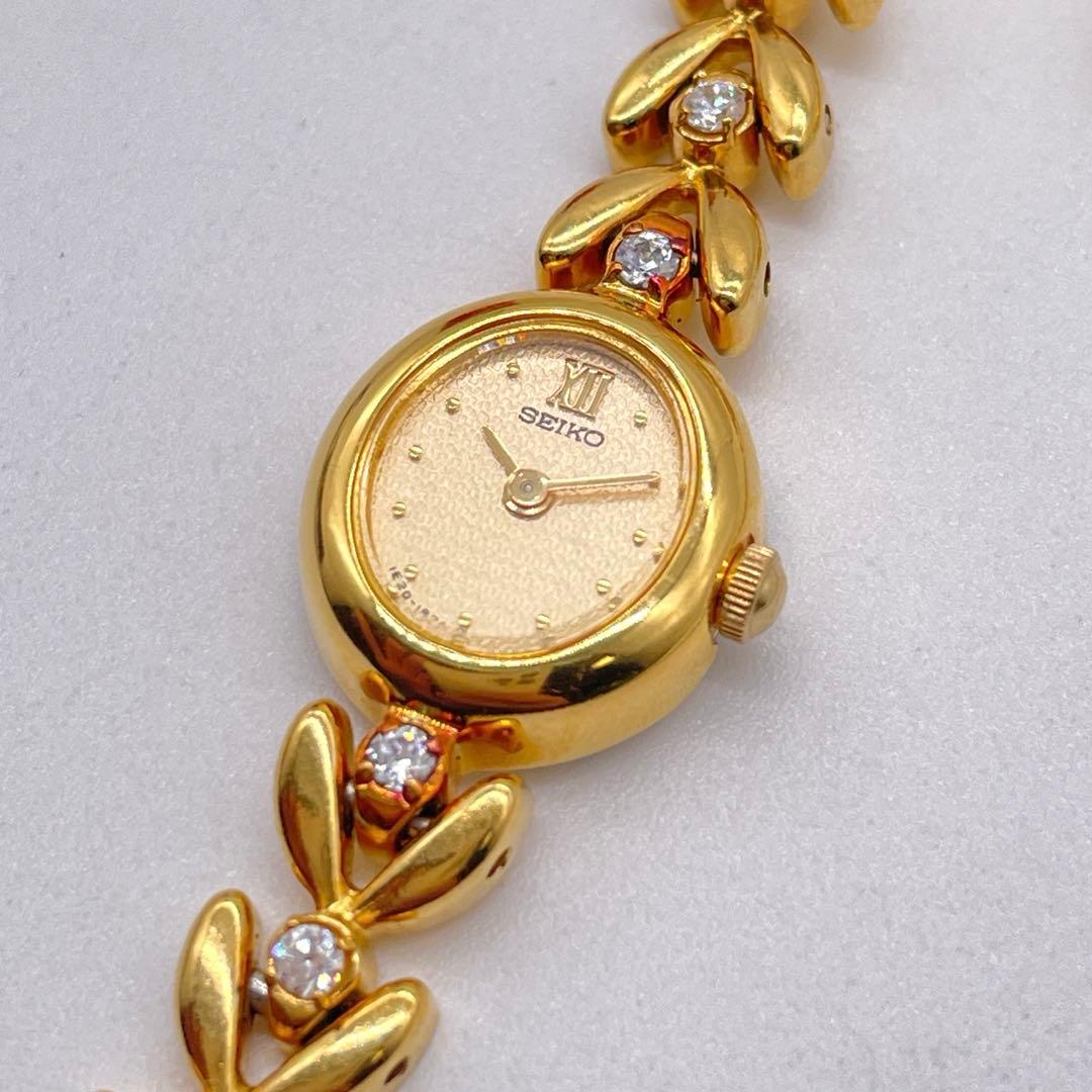 ◆SEIKO 腕時計◆動作品 セイコー ゴールドカラー ストーン ブレス