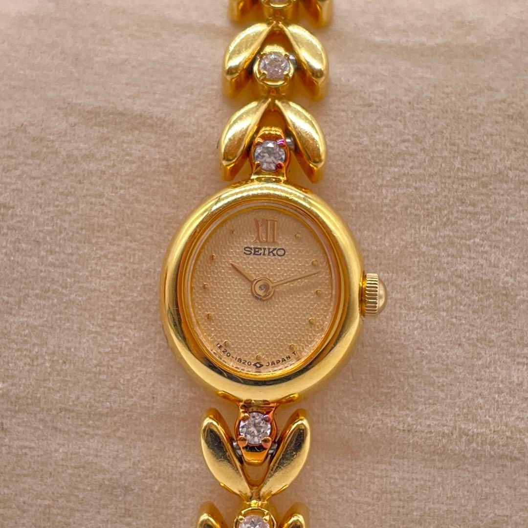 ◆SEIKO 腕時計◆動作品 セイコー ゴールドカラー ストーン ブレス