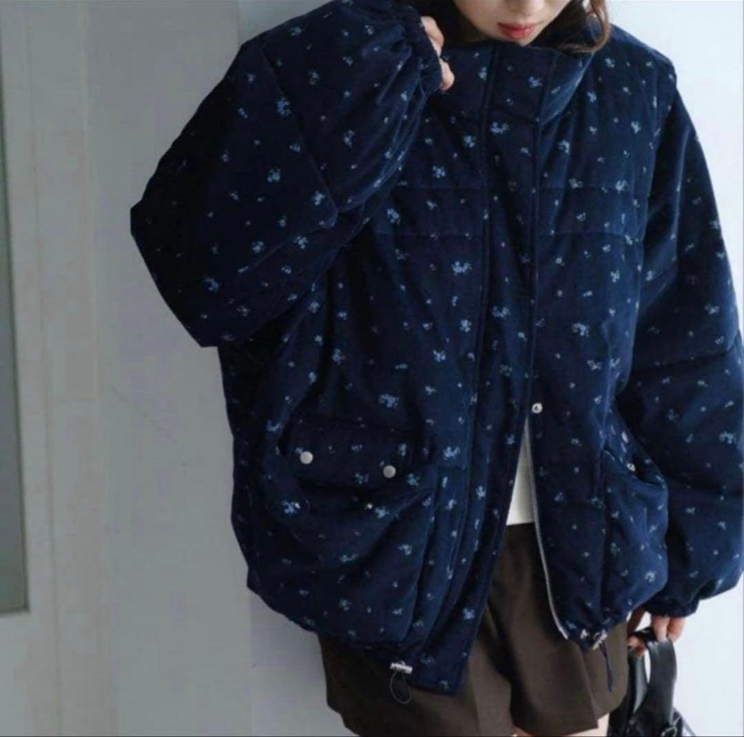 Kastane カスタネ コーデュロイ中綿ミドルジャケット ネイビー