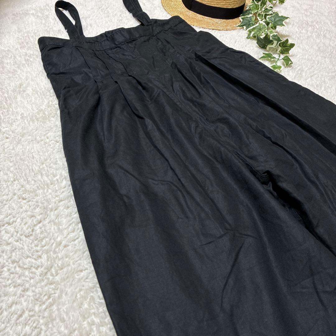 GRANDMA MAMA DAUGHTER リネン混　サロペット　ブラック