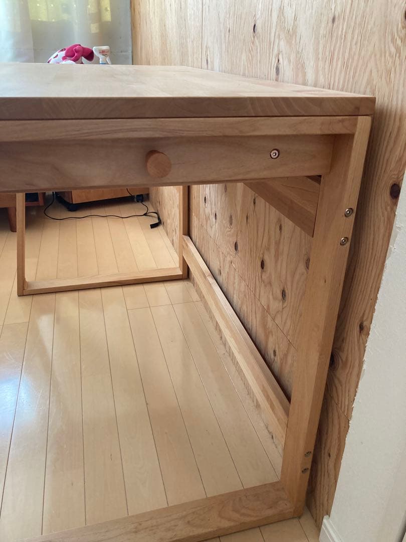 引き取り限定　木製シンプルデスク 引き出し付き